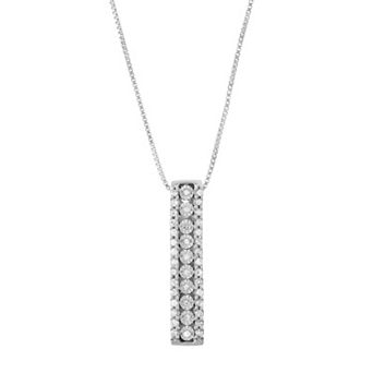 HDI Sterling Silver 1/5 Carat T.W. Diamond Stick Pendant Necklace