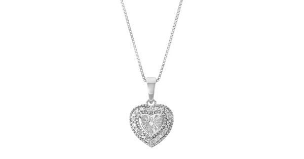 Sterling Silver 1/10 Carat T.W. Diamond Heart Pendant Necklace