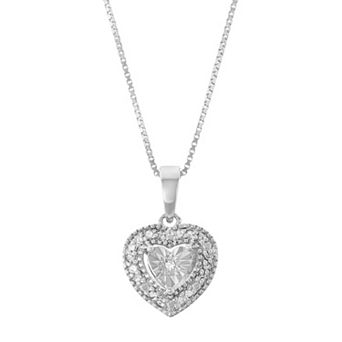 HDI Sterling Silver 1/10 Carat T.W. Diamond Heart Pendant Necklace