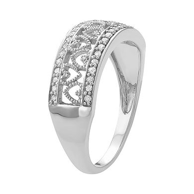 HDI Sterling Silver 1/4 Carat T.W. Diamond Heart Promise Ring