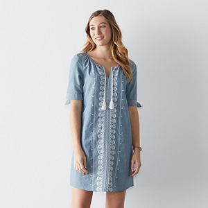 Women's SONOMA Goods for Life™ Embroidered Chambray Shift Dress