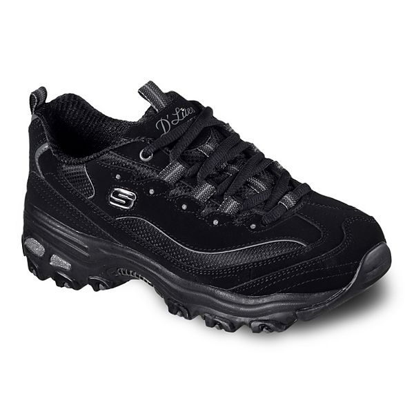 Solid hot sale black skechers