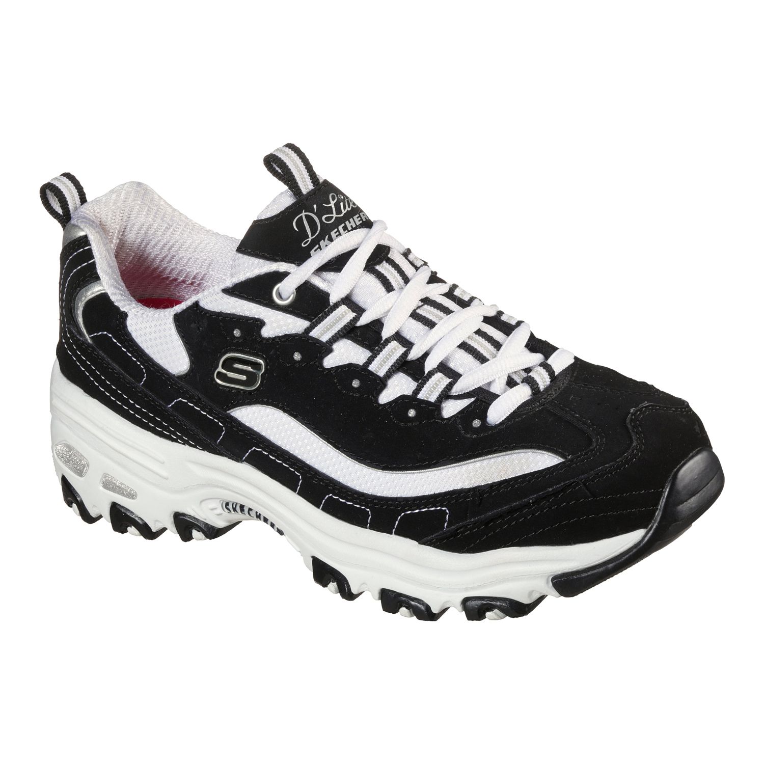 skechers black womens tennis shoes