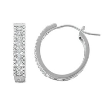 HDI Sterling Silver 3/8 Carat T.W. Diamond Hoop Earrings
