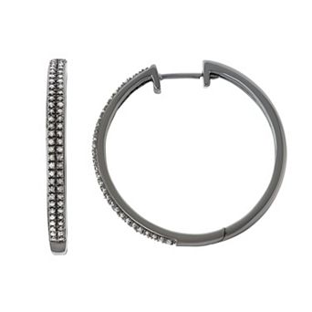 HDI Sterling Silver 1/2 Carat T.W. Diamond Hoop Earrings