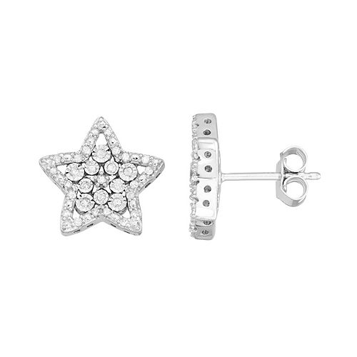 Sterling Silver 1/4 Carat T.W. Diamond Star Drop Earrings