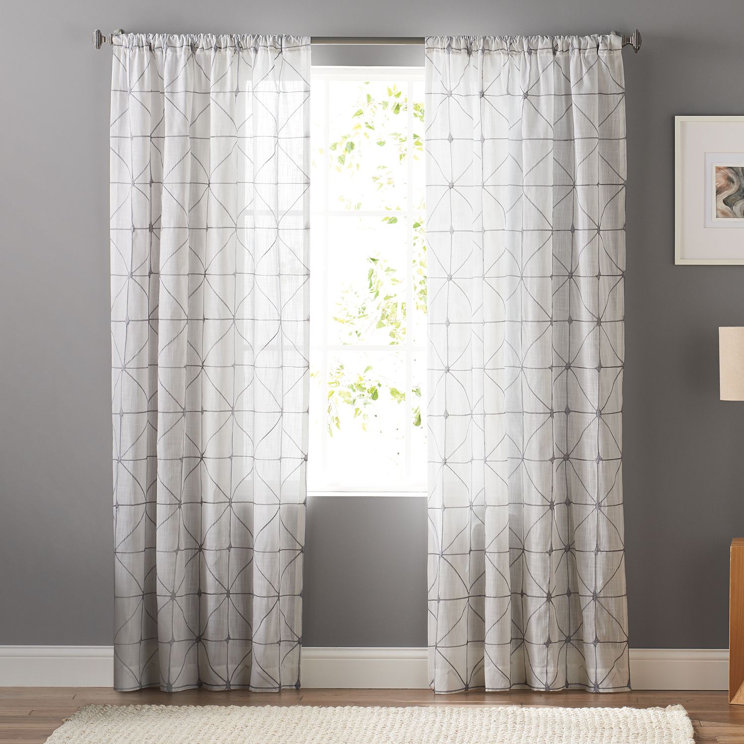 Sonoma Goods For Life 1 Panel Batik Embroidery Sheer Window Curtain