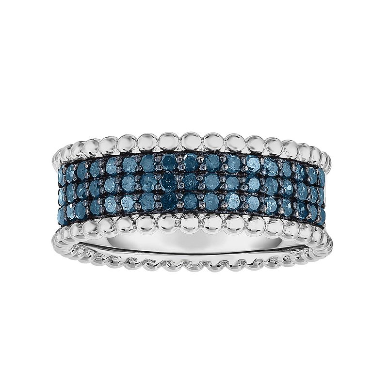 Sterling Silver 1/2 Carat T.W. Blue Diamond Ring, Womens, Size: 6