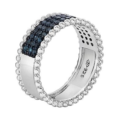Sterling Silver 1/2 Carat T.W. Blue Diamond Ring