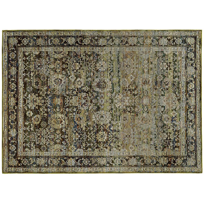 StyleHaven Alexander Faded Classic Border Floral Rug, Green, 8X11 Ft