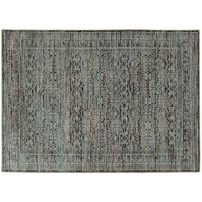 StyleHaven Alexander Antiqued Traditional Framed Floral Rug, Blue, 8X11 Ft