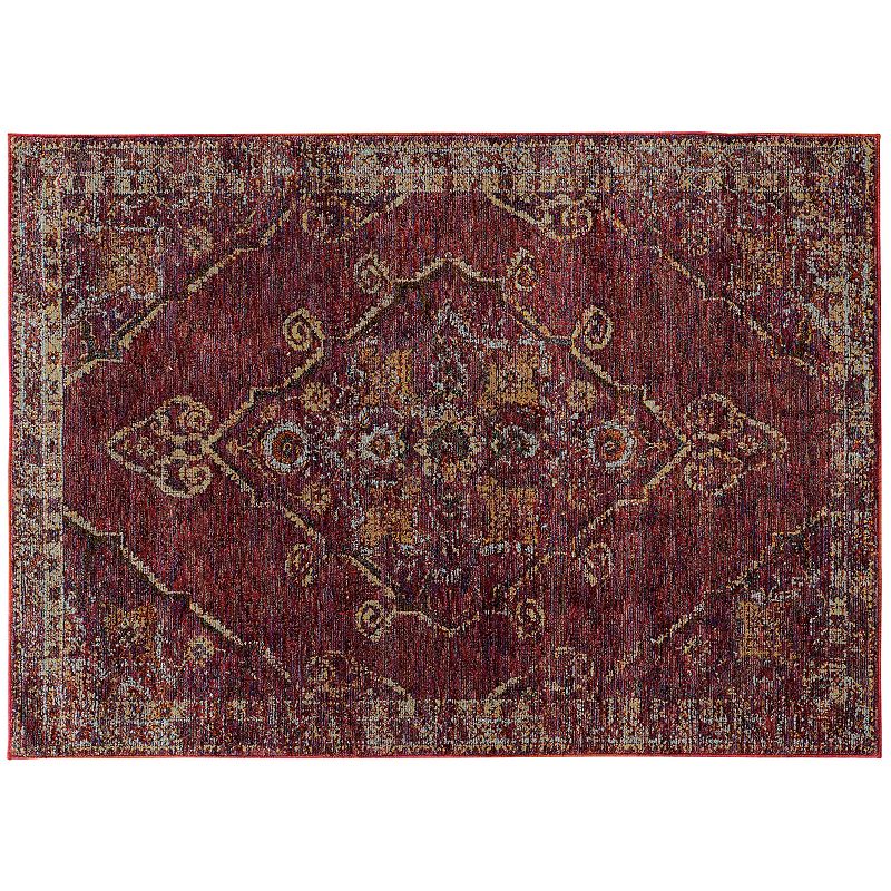 StyleHaven Alexander Antiqued Traditional Medallion I Rug, Red, 2X3 Ft