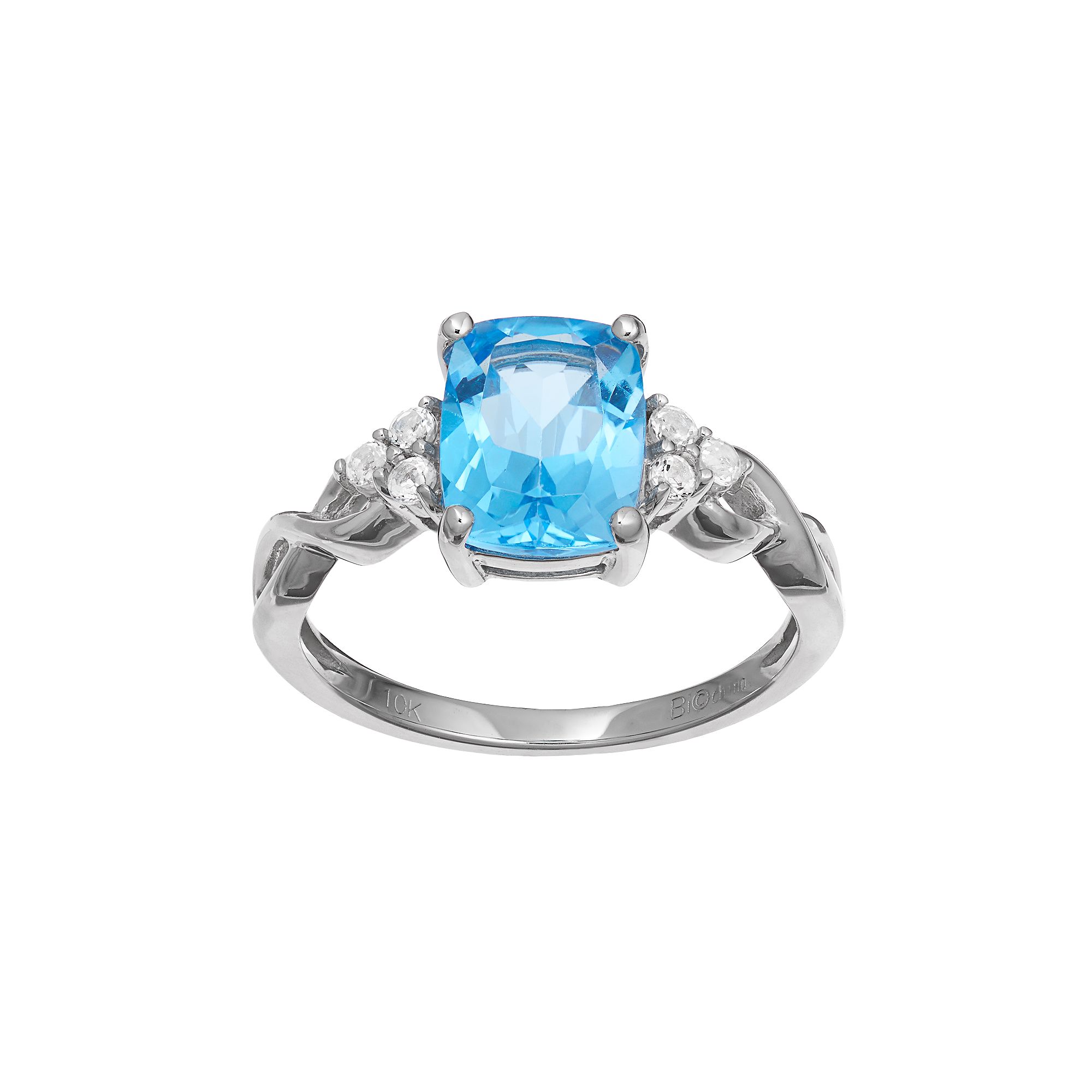 Gemminded 10k White Gold Blue & White Topaz Ring, Womens, Size: 5