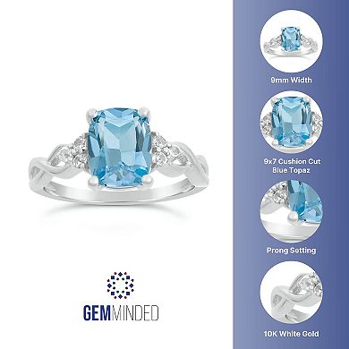 Gemminded 10k White Gold Blue & White Topaz Ring