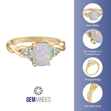 Gemminded 10k Gold Lab-Created White Opal & White Topaz Ring