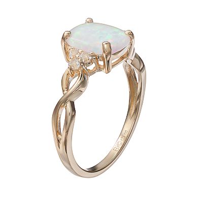 Gemminded 10k Gold Lab-Created White Opal & White Topaz Ring