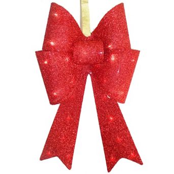 National Tree Company 20 in Pre-Lit Red Sisal Bow Christmas Wall Decor