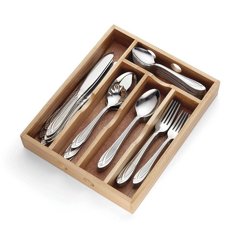Hampton Forge Lace Frosted 54-pc. Flatware Set with Wood Caddy, Multicolor