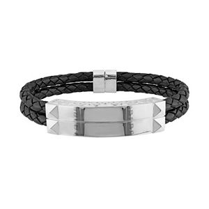 V19.69 Italia Men's Sterling Silver & Leather Bracelet