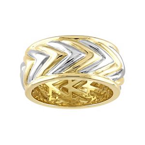 V19.69 Italia Men's Two Tone Sterling Silver Chevron Ring