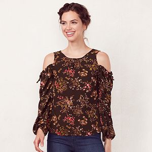 Women's LC Lauren Conrad Print Cold-Shoulder Top