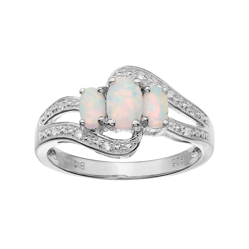 Gemminded Sterling Silver Lab-Created Opal & Lab-Created White Sapphire 3-S