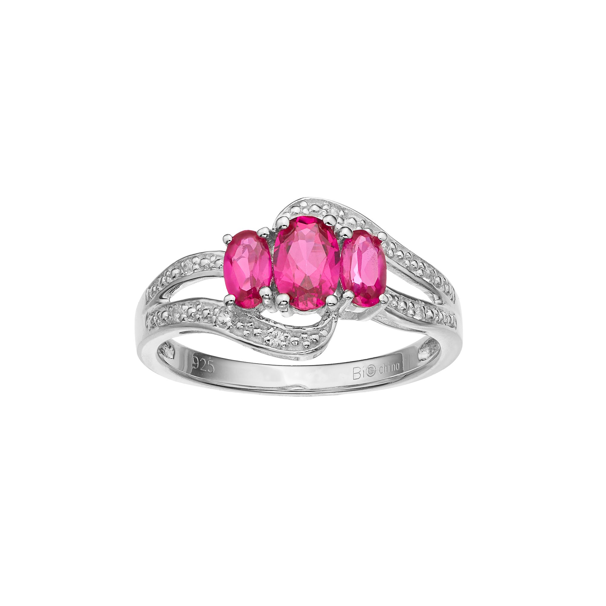 Gemminded Sterling Silver Lab-Created Ruby & Lab-Created White Sapphire 3-S