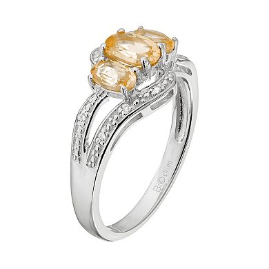 Gemminded Sterling Silver Citrine & White Topaz 3-Stone Bypass Ring