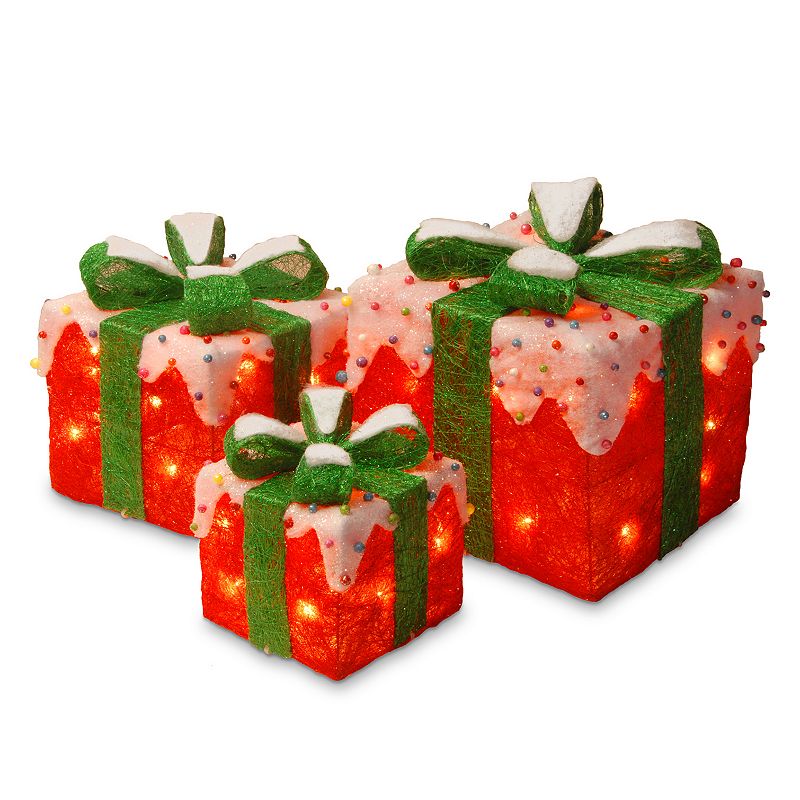 National Tree Company Red Christmas Gift Boxes Table Decor Set