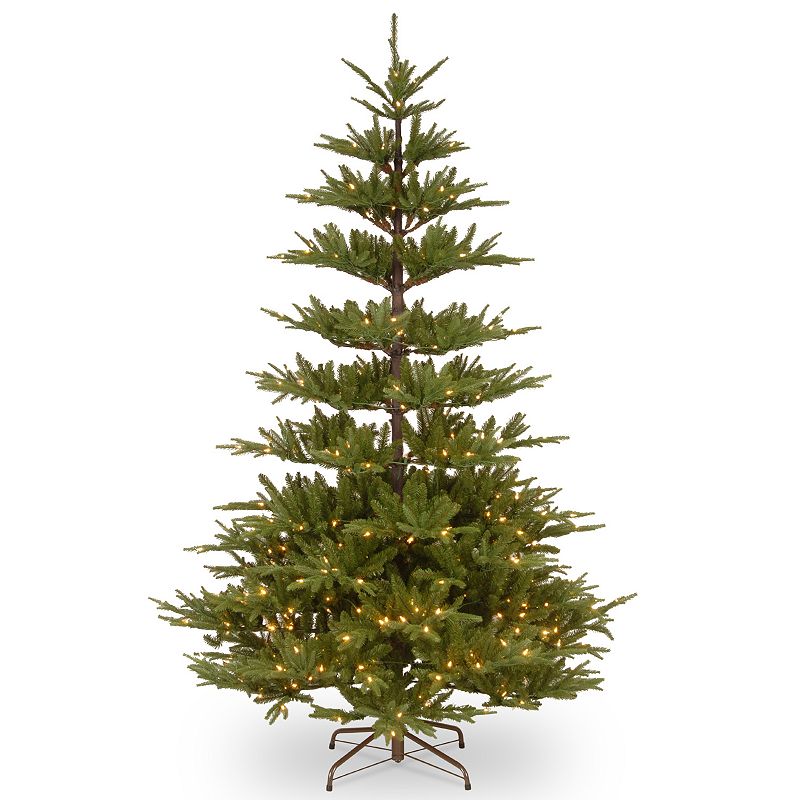 National Tree 7 .5' Feel Real Glenwood Fir Hinged Tree with Bark Pole 450 Clear Lights and PowerConncect System