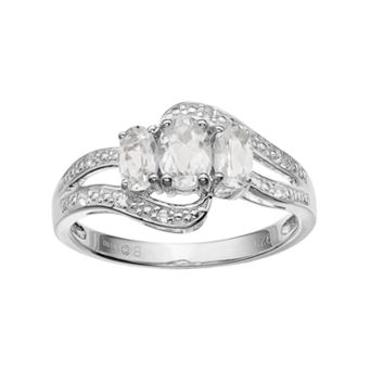 Gemminded Sterling Silver White Topaz 3-Stone Bypass Ring
