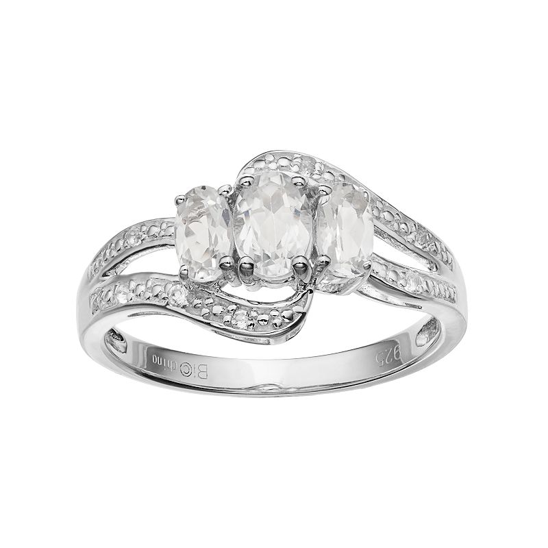 Gemminded Sterling Silver White Topaz 3-Stone Bypass Ring, Womens, Size: 5