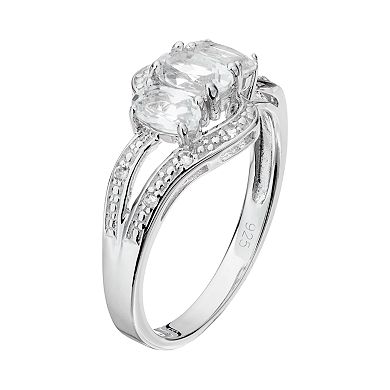 Gemminded Sterling Silver White Topaz 3-Stone Bypass Ring