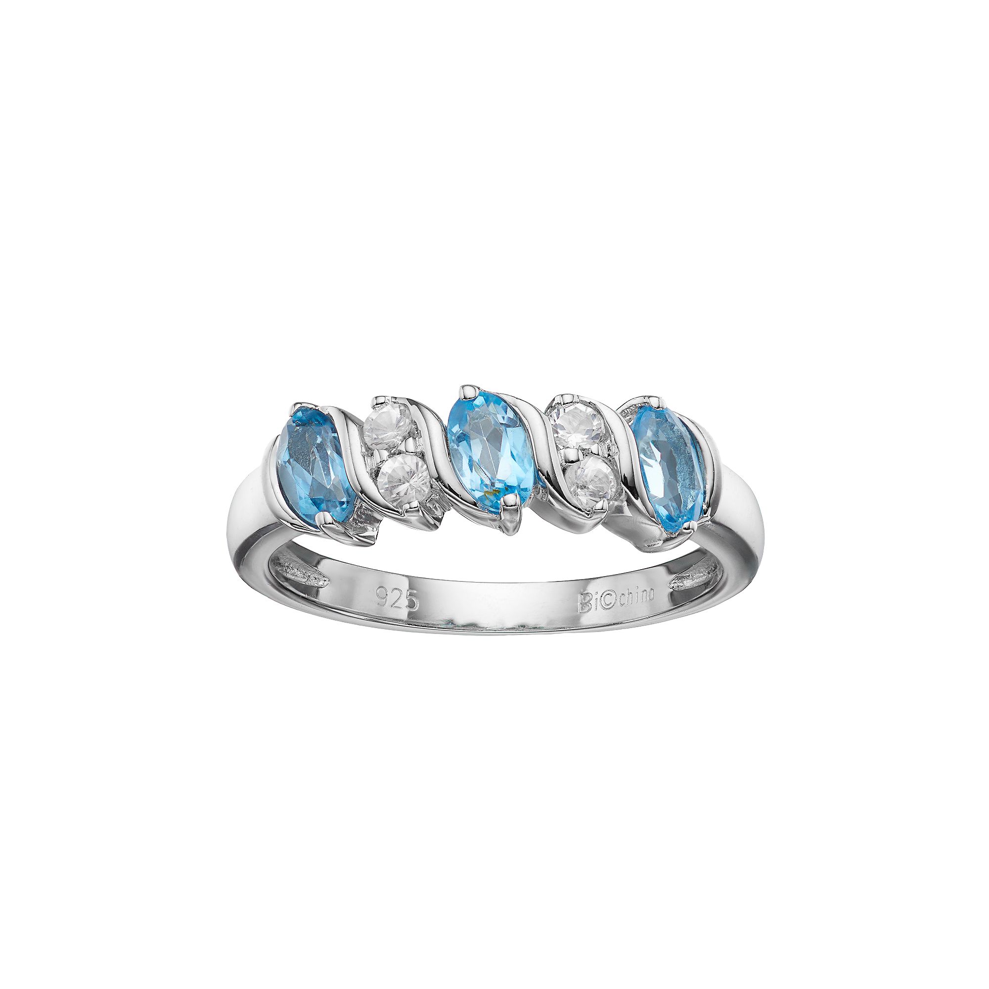 Gemminded Sterling Silver Blue & White Topaz Ring, Womens, Size: 5