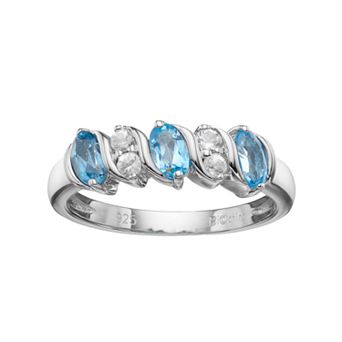 Gemminded Sterling Silver Blue & White Topaz Ring
