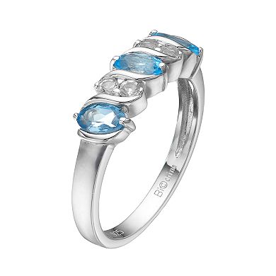 Gemminded Sterling Silver Blue & White Topaz Ring