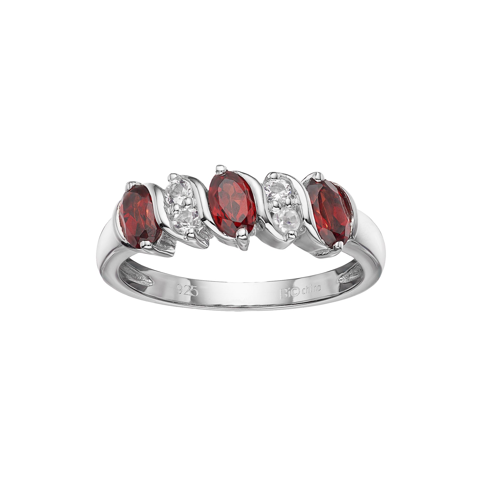 Gemminded Sterling Silver Garnet & White Topaz Ring, Womens, Size: 5, Red