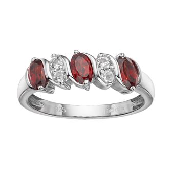 Gemminded Sterling Silver Garnet & White Topaz Ring