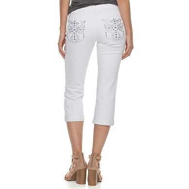 Women's Apt. 9® Embellished Midrise Capri Jeans