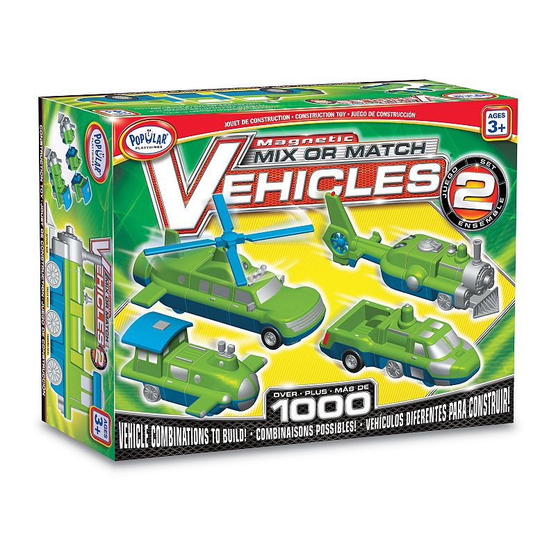 Magnetic Mix or Match Vehicles Set 2 by Popular Playthings, Multicolor
