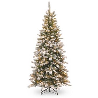 National Tree Company 7.5-ft. Pre-Lit Artificial Snowy Mountain Pine Slim Christmas Tree