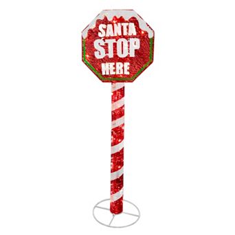 National Tree Company 60 in Pre-Lit Sisal "Santa" Stop Sign Christmas Decor