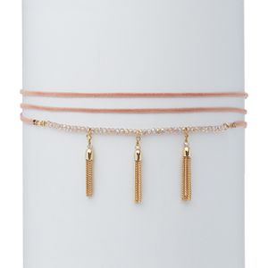 LC Lauren Conrad Tassel Pink Cord Choker Necklace