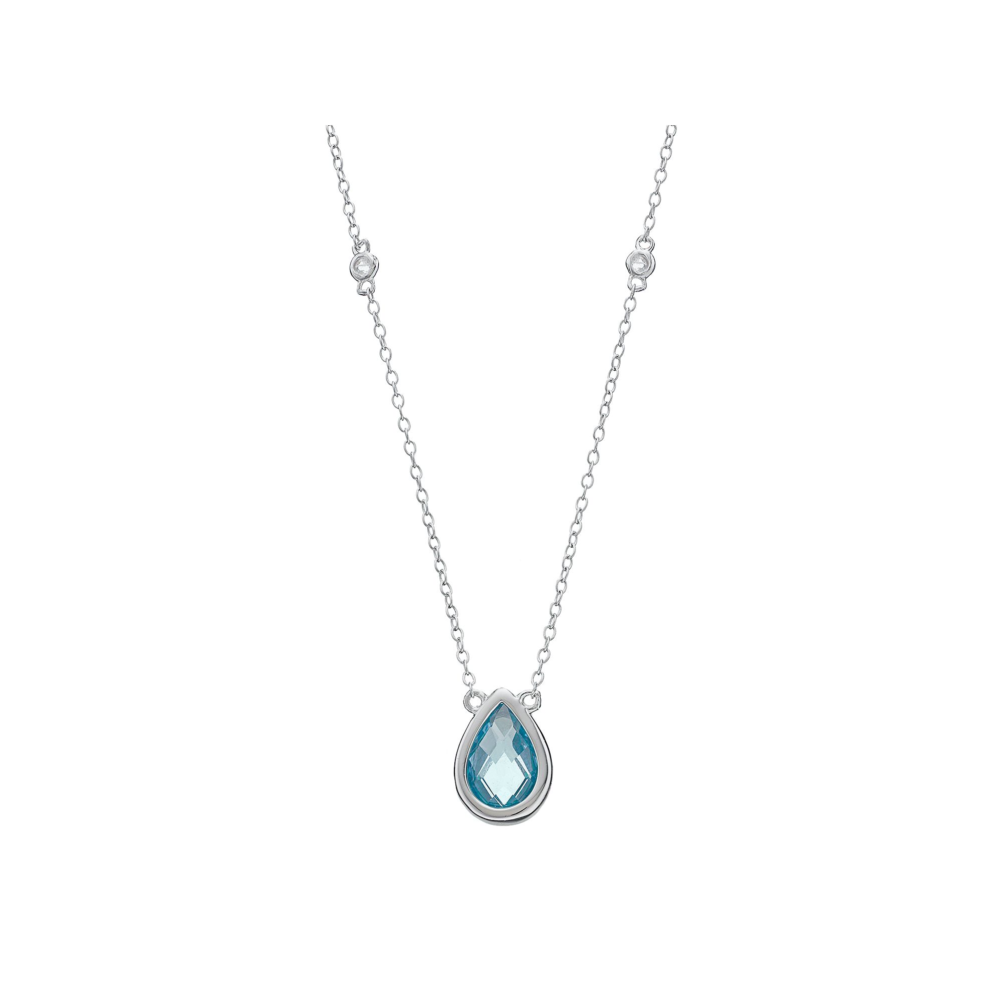 Gemminded Sterling Silver Lab-Created Aquamarine & White Topaz Teardrop Ne