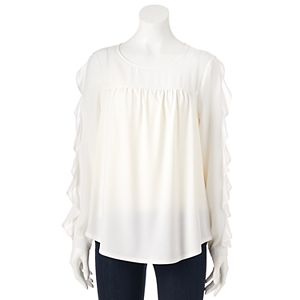 Women's ELLE™ Mixed-Media Ruffle Top