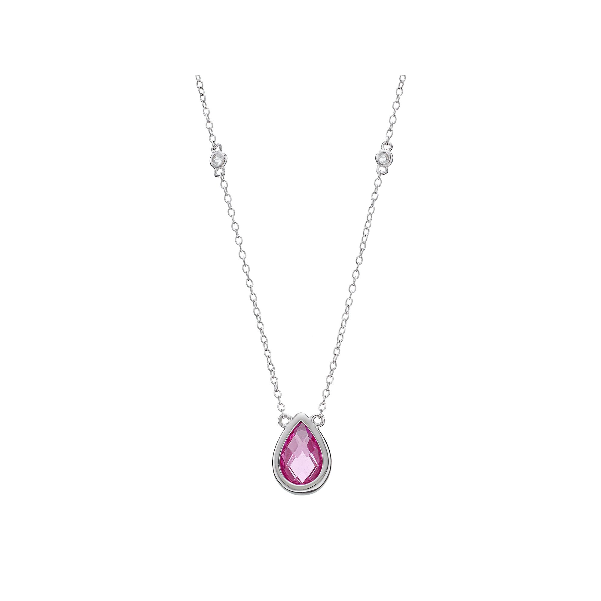 Gemminded Sterling Silver Lab-Created Pink Sapphire & White Topaz Teardrop