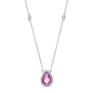 Sterling Silver Lab Created Opal White Topaz Teardrop Necklace - crystal amulet roblox