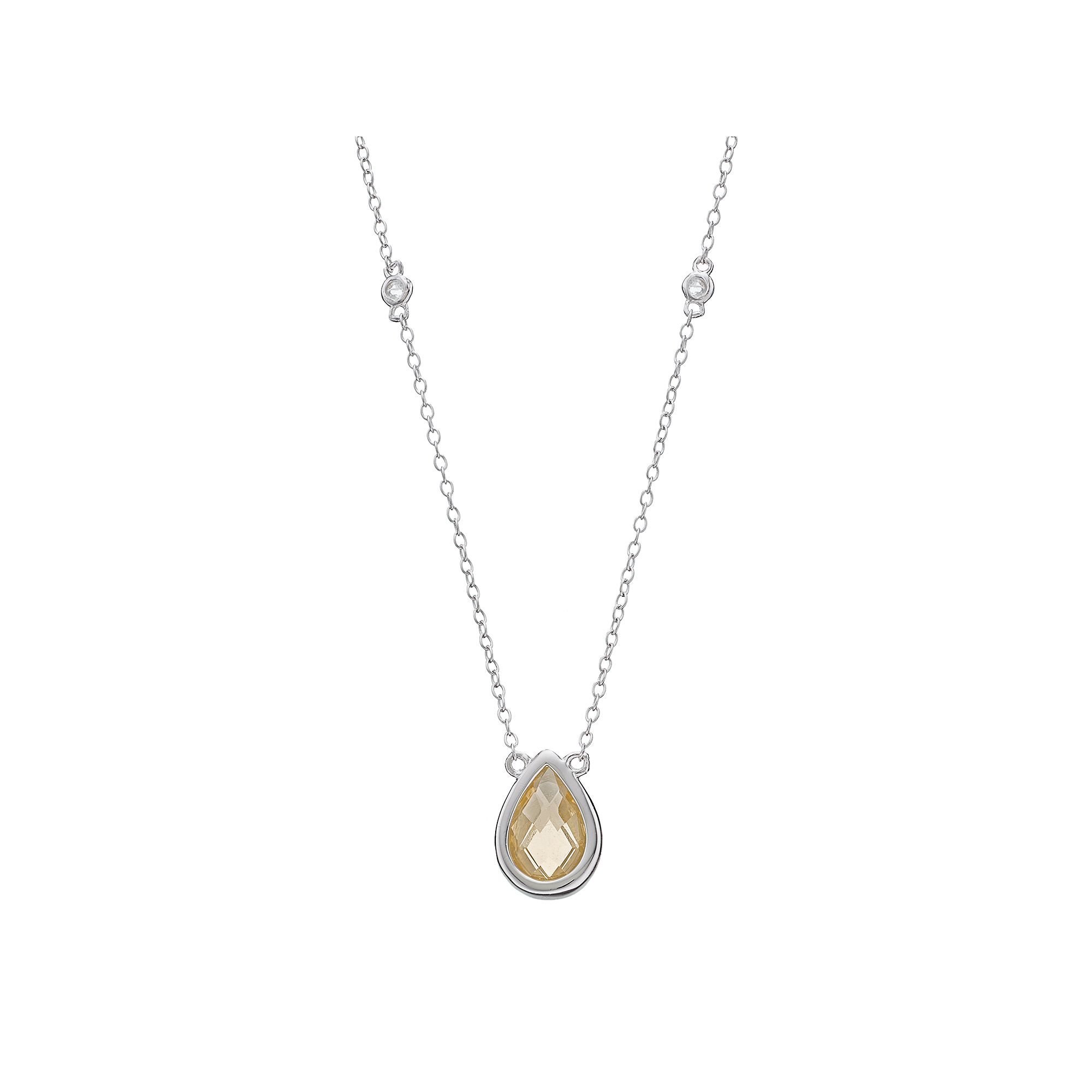 Gemminded Sterling Silver Citrine & White Topaz Teardrop Necklace, Womens