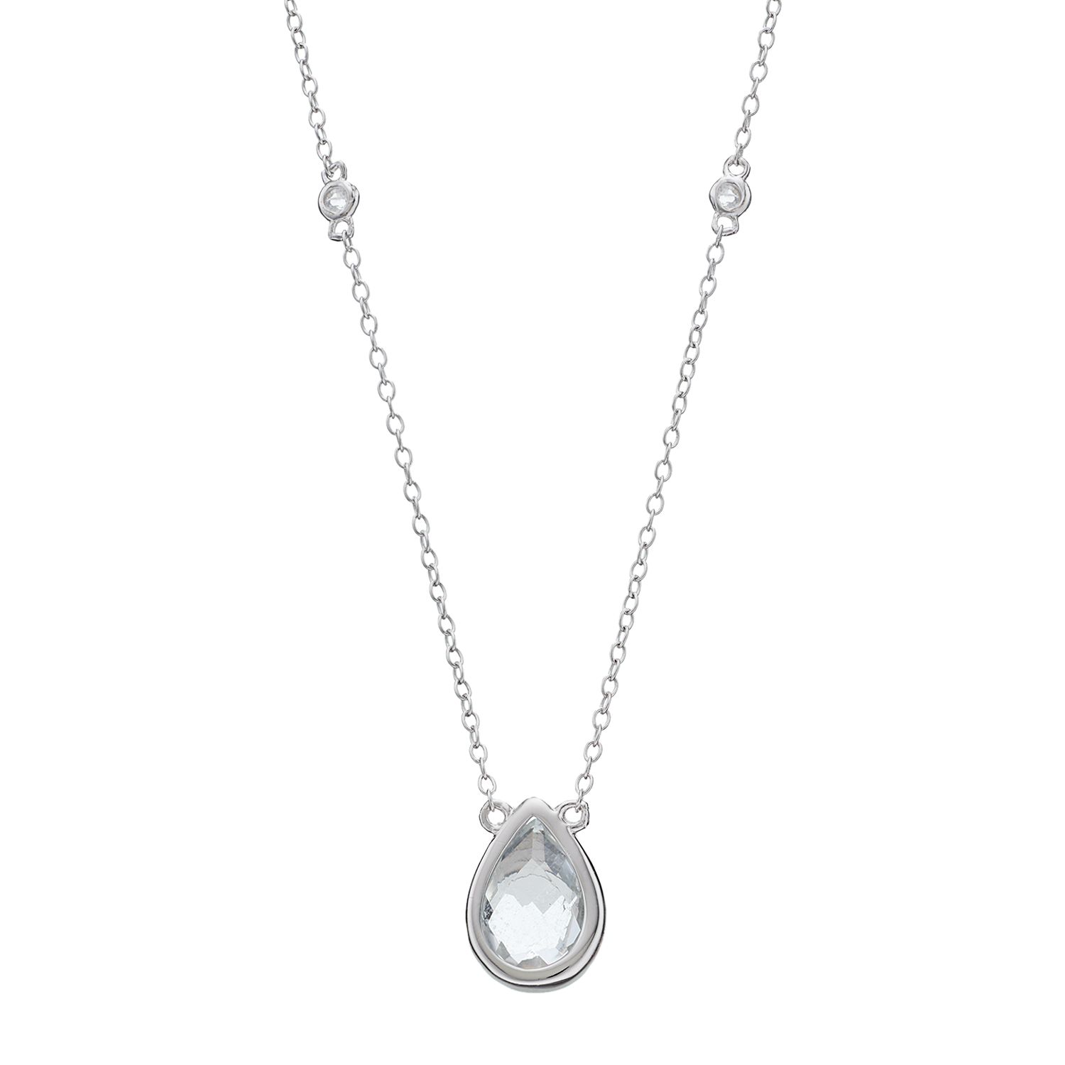 Sterling Silver Tanzanite & White Topaz Infinity Teardrop Pendant Necklace - 18 Inch