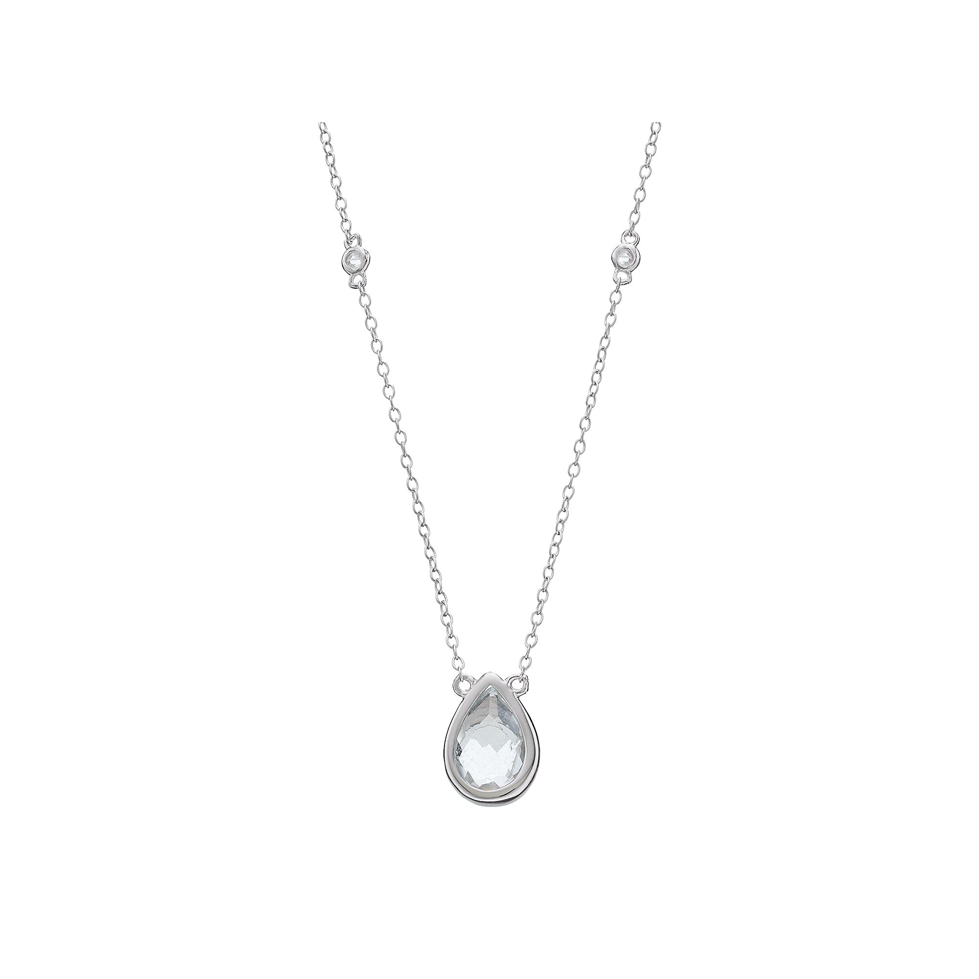 Gemminded Sterling Silver White Topaz Teardrop Necklace, Womens, Size: 18